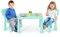 COSTWAY 3 TLG. Kindersitzgruppe, Kindertisch mit 2 Stühlen, Kindermöbel aus Kunststoff, Kinder Tischset für Kindergarten und Kinderzimmer (Grün)