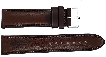 Zeppelin Uhrenarmband Leder dunkelbraun mit bronzefarbener Naht 20 mm