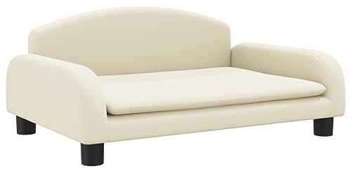 vidaXL Hundebett, Hundekissen mit weicher Polsterung, Hundesofa Hundecouch für kleine Hunde Haustiere, Haustierbett Katzenbett, Creme Kunstleder