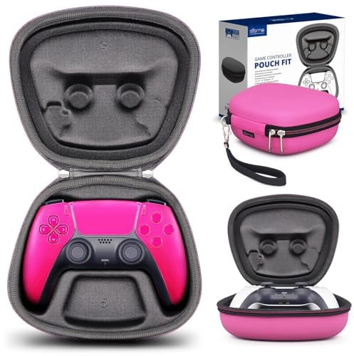 sisma Funda rigida Compatible con Mando Wireless de PS5 DualSense - Estuche de Viaje para Guardar y Proteger Control inalámbrico Original de Playstation 5 - Rosa