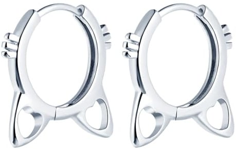 Yumilok Damen Ohrringe Creolen 925 Sterling Silber Katze Roségold Ohrstecker Piercing Kinderschmuck für Mädchen