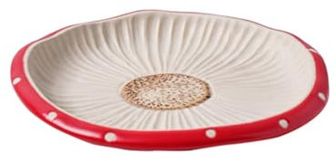 Soulnioi Mushroom Salad Ceramic Plate, 8 Inch Polka Dot Serving Tray, Cute Dessert Round Dinner Plate