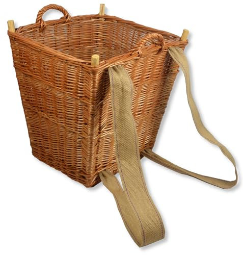 Kiepe 2 Großvarianten WIKLER Tragekorb Huckelkorb Rückentragekorb Weide Weidenkiepe Geflochten Holzkorb Eckig (Größer)
