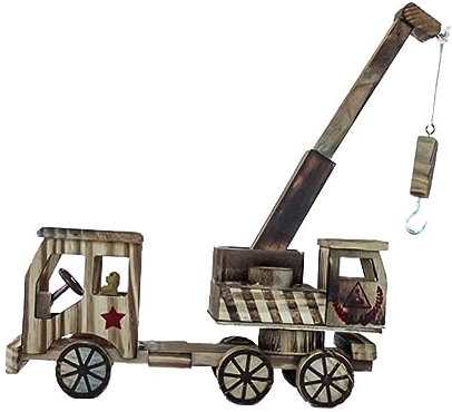 HOOTNEE Holz Simulation Kran Retro Bagger Hand Made Holz Spielzeug Home Office Bar Ornamente Für Junge Mädchen Jungen Mädchen