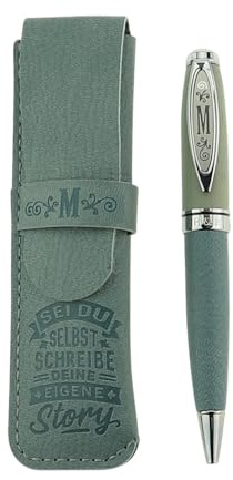 History & Heraldry Bamboo Persönlicher und individueller Kuli Kugelschreiber Stift mit Namen und Spruch Personalisiertes Etui Monogramm-Design persönliches Geschenk (Kuli M)
