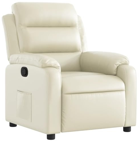 vidaXL Relaxsessel, Sessel mit Liegefunktion, Fernsehsessel Verstellbare Rückenlehne Fußteil, Liegesessel Ruhesessel Polstersessel, Creme Kunstleder