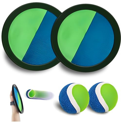 ZoneYan Juego de Lanzamiento y Captura de Pelota, Juego de Pelota para Niños, Juego de Pelotas Velcro, Adecuado para Piscina de Playa al Aire Libre (2 Paletas, 2 Pelotas)