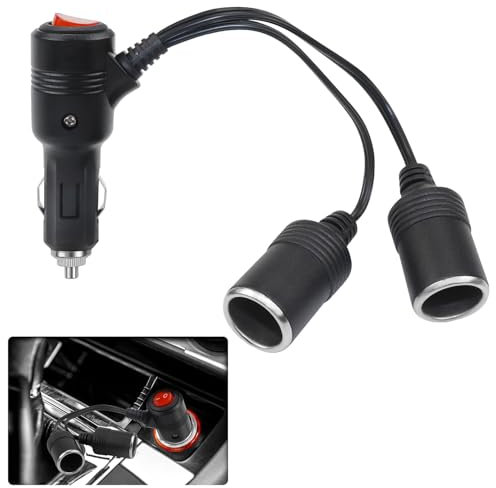 Zigarettenanzünder Steckdose, 12V/24V KFZ Verlängerungskabel, Zigarettenanzünder Stecker, Dual USB Port 16AWG Kabel mit Sicherung