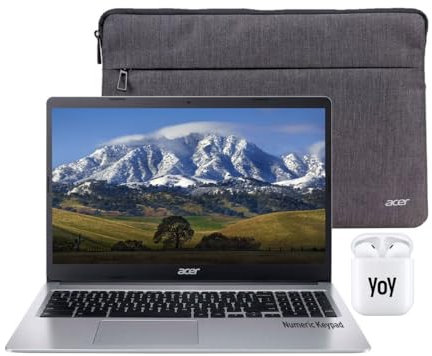 Acer Chromebook 315 Ordinateur portable 15,6 pouces, ordinateur portable Google Chromebook 15,6, Intel Celeron Chrome Book, 4 Go de RAM, 64 Go eMMC + 256 Go USB, longue durée de vie, pavé numérique