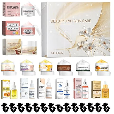 Hautpflege Adventskalender 2024, Weihnachts Beauty Adventskalender, 24 Tägiger Beauty Weihnachtskalender Hautpflege Set, Weihnachts Adventskalender 2024 Schönheits Hautpflege
