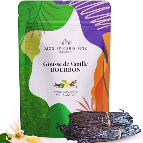 Mon Epicerie Fine. 5 +1 Gousses de VANILLE BOURBON de Madagascar. Sélection gourmet. Vanille Gousse fraîche et souple 100% Naturel. Sachet ZIP recyclable fabriqué en Europe