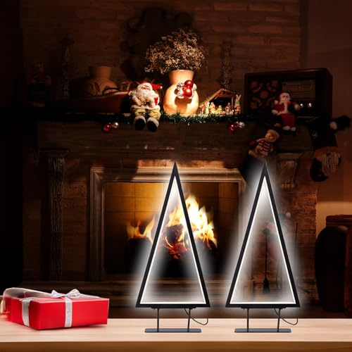 Carlo Milano Stimmungslicht: 2er-Set Design-Metall-Weihnachtsbaum, 96 LEDs, 46 cm Höhe (Stimmungslicht LED, Stilisierter Weihnachtsbaum, Baum)