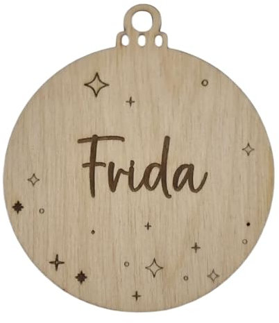 Weihnachtskugel aus Holz mit Namen personalisiert - als Anhänger für den Weihnachtsbaum oder Geschenkanhänger - tolles Geschenk zu Weihnachten (Sternenstaub)