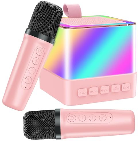 Kids Mini Karaoke Machine, Birthday Gift Present, Christmas Stocking Fillers Secret Santa Gifts for Teen Girl, Daughter, Niece, Granddaughter Teen Girls (Pink)