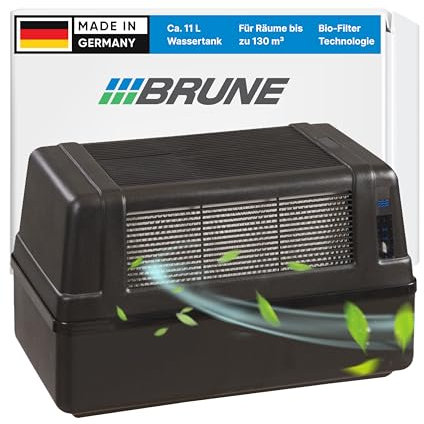 BRUNE Lufbefeuchter B 120 - Für Räume bis 130 m³ - Verdunstung mit Filter für gesundes Raumklima - 11L Tank - Made in DE, Schwarz