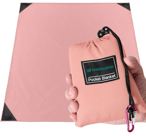 Odoland Stuoia da spiaggia, coperta da spiaggia nano, resistente agli spruzzi, stuoia da picnic a prova di sabbia, 160 * 180 cm, leggera e portatile per campeggio, picnic, viaggi ect, rosa