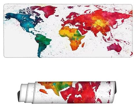 Tapis de Souris XXL 1600x800mm, Tapis de Souris Carte topographique sous Main Bureau, Tapis Souris Abstrait Tapis de Souris Gamer Imperméable Antidérapant, Tapis de Bureau avec Bords Surpiqués RS-347