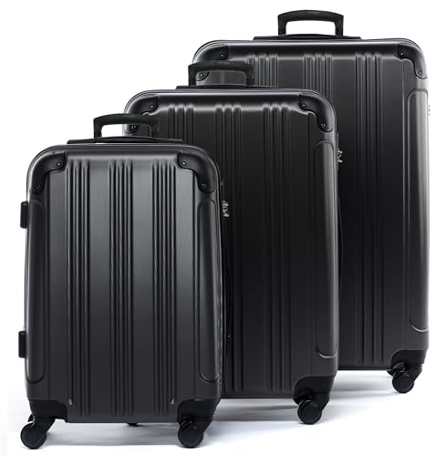 FERGÉ Premium Kofferset 3-teilig: 28, 24 & Handgepäck Koffer in einem Set, sehr robuste Reisekoffer mit 4 sanften Rollen & Schutzecken, Hartschalen-Koffer Set 3-teilig grau