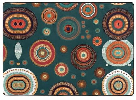 Teppich, 203,2 x 147,3 cm, Ethno-Kreise, Blumenmuster, für Wohnzimmer, Büro, Couchtisch, Bett, Balkon
