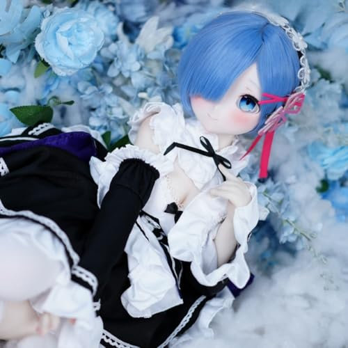 Mozu Rem&Ram 1/2 Female Seamless Re:Zero Action Figures Full Silicone Material, JYDOLL 85cm Flexible Figure Dolls for Cosplay/Photography/Arts (Wig) (Rem)
