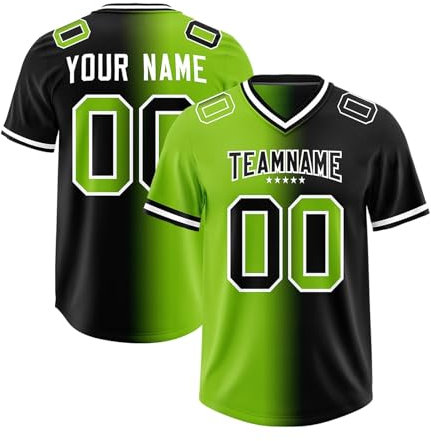 Personalisiert American-Football-Trikot Team Name Number & Logo Sports Uniform Football Jersey für Kinder Erwachsene Herren-Sporthemden Atmungsaktiv T-Shirt,Green
