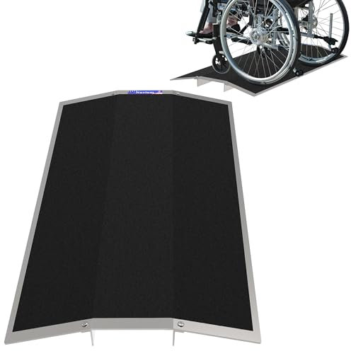 XARILK Stabile Alu-Schwellenrampe 300kg - 80cm Breite, rutschfest & vielseitig Schwellenbrücke Rollstuhl Rampe - Barrierefrei für Rollstuhl, Rollator & Rasenmäher(80 cm)
