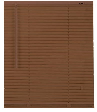 APEX FURNISHINGS PVC Venetian Blinds - 25mm Slats Easy Fit PVC Window Blinds Child Safe Fittings Trimmable curtains Windows Shutters for Home Office (Walnut Wood Grain Effect 90W x 150L cm)