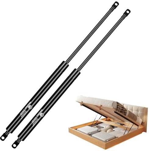 WateryWave 385MM 800N Gasdruckdämpfermit 8mm Ösenköpfen Gasdruckfeder Hydraulische Kofferraum-gasfeder für Ottomane Bett Küchenschrank Aufbewahrungsbox Schuppenfenster Bodenluken (385MM-800N)