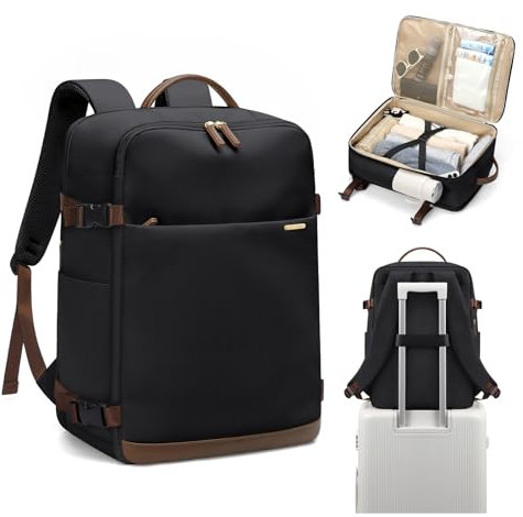 GOLF SUPAGS Sac a Dos Voyage Cabine Avion, Grand Sac à Dos de Voyage, Sac à Dos Ordinateur Portable de 17.3 Pouces pour Femme et Homme (Noir)