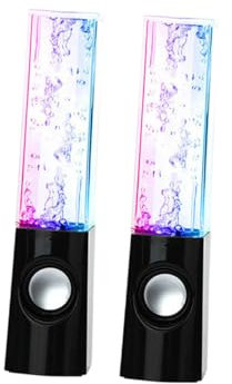 Lurrose Brunnenlautsprecher mit Bunten LED Lichtern Wasserspiel Stereo Computerlautsprecher für PC Smartphone Laptop für Zuhause Partys Schwarz
