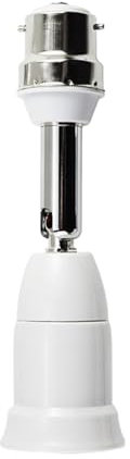 SLSKO Convertisseur d'ampoule, 2 douilles flexibles E27 vers B22 avec rallonge de 10 cm, convertisseurs de douilles en PC et aluminium blanc