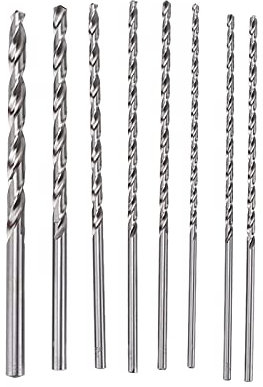 Fafeicy Jeu de 8 Forets HSS Extra Longs de 200 Mm pour Outils Rotatifs, Métal, Bois, Tige Ronde de 4 à 10 Mm, pour Aluminium, Bois, Plastique, PVC, Quincaillerie et menuiserie.