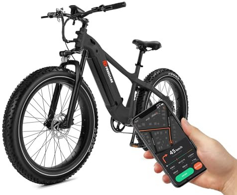 Generisch 26 Intelligentes Elektrofahrrad mit GPS für jedes Gelände, 48V 20Ah Akku CE UL Zertifiziert, 4 Fat Tire, 140km Autonomie, Hydraulisches Scheibenbremssystem, 7-Gang-Getriebe (Schwarz)