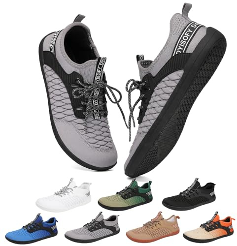 DYISOFY Chaussures Pieds Nus Minimalistes Homme Femme Pieds Larges Barefoot Shoes sans Dénivelé Légère Respirantes Antidérapantes pour Fitness Marche Randonnée Trail