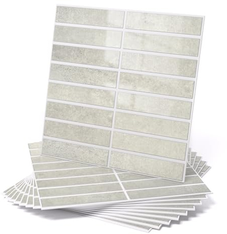 WADILE 3D Selbstklebende Wandfliesen 30x30cm – Wasserdichte Wandpaneele mit Aluminiumfolie, 1,5 mm Dicke PVC Wandverkleidung für Küche Bad DIY Renovierung, Beige 10er Pack