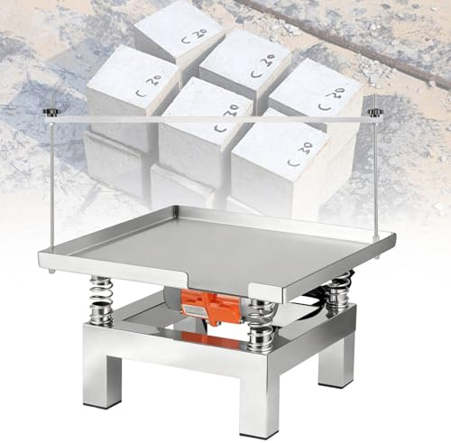 TBANVOO Elektrischer Rütteltisch für Beton, Mini-Vibrationsplattform für Prüfstände aus Edelstahl mit Verstärkungssatz, Entfernt Effektiv Luftblasen