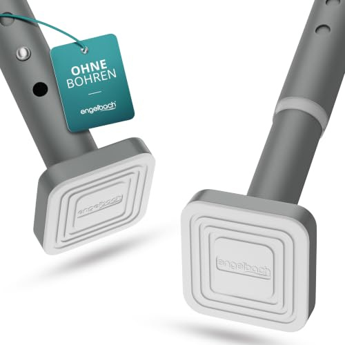 Engelbach® Gardinenstange ohne Bohren (Ø 32 mm) - Teleskopstange, 260-310cm | Individuell anpassbar Klemmstange - Massiver Kabonstahl für stabilen Halt, Vorhangstange, Duschvorhangstange