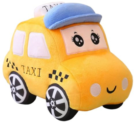 Cars Kuscheltier, Taxi Kuscheltier, Polizeiauto geformte Plüsch Kissen, Cartoon Auto Plüschtier, Auto Plüsch Spielzeug, Krankenwagen gefüllte Puppe Geschenk für Kinder Geburtstag Party (Gelb,40cm)