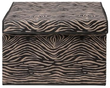 OHS Collapsible Storage Box with Lid Fabric Storage Basket, Natural Zebra | Large Storage Box Wardrobe Organiser Bin with Handles Toys Book Box Foldable Storage Basket for Clothes Book Shelf Office