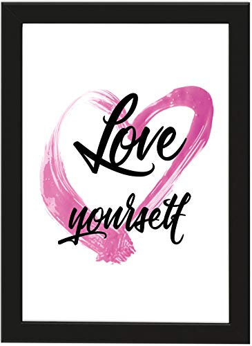 PICSonPAPER Poster DIN A4 Love Yourself, gerahmt mit schwarzem Bilderrahmen, Geschenk, Geschenkidee, Geburtstagsgeschenk, Poster mit Rahmen (Love Yourself)