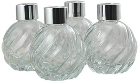 Ougual Set of 4 Glass Diffuser Bottles,Home Fragrance Essential Oil Container (120ML, Pineapple-Silver caps)