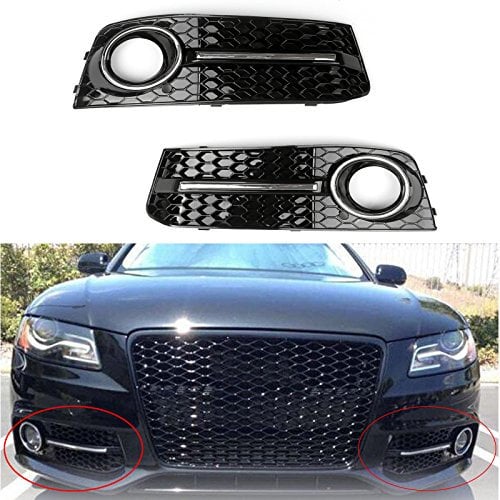 Artudatech Parrilla delantera inferior cromada izquierda para faros antiniebla para A-U-D-I A4 B8 2009-2011, par