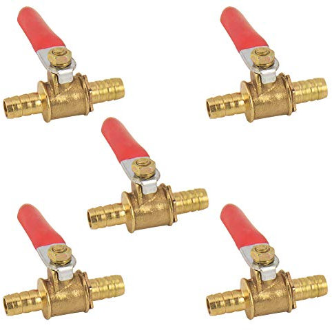 5 x 8mm Schlauch Messing Barb Mini Kugelhahn Shut-Off für Garten Wasserschläuche Rohrverschraubungen