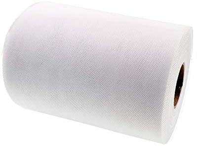 JZK 15 cm x 90 m Rotolo Tessuto Tulle Bianco per Fare Gonna Tavolo Tulle Bambina tutù PON PON Fiocco, per confezionare bomboniere Confetti, Decorazioni Matrimonio Festa Compleanno