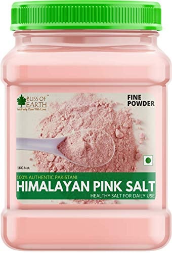 Bliss of Earth Poudre fine de sel rose pakistanais de l'Himalaya non iodée pour une gestion du poids et une cuisine saine Saindha Namak 1 kg