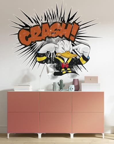 Komar Disney selbstklebende und konturgeschnittene Vlies Fototapete Donald crash XXL - Größe: 127 x 160 cm - Wandtattoo, Kinderzimmer, Lebensgross