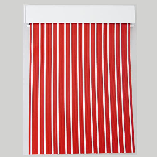 Cortinas Exterior Puerta | Material Plastico PVC y Barra Aluminio | Ideal para Terraza y Porche | Antimoscas | Rojo | 210 * 90