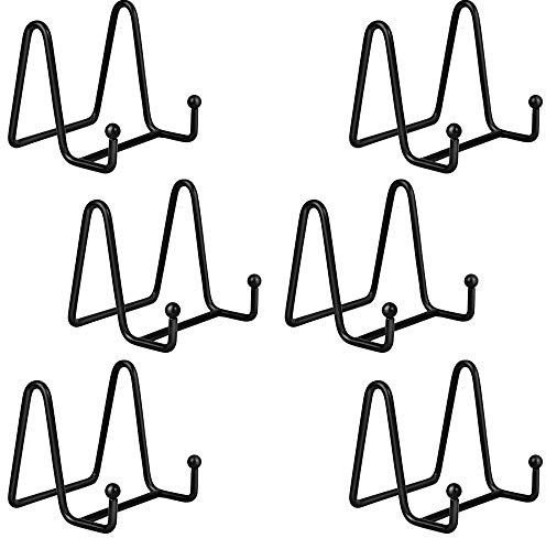 Supporti per Piatti da Esposizione – Cavalletti in Ferro per Piatti Decorativi, Cornici Foto, Cartoline e Mini Tele – Ideali per Arte da Tavolo – Altezza 7,6 cm – Nero (6 Pezzi)
