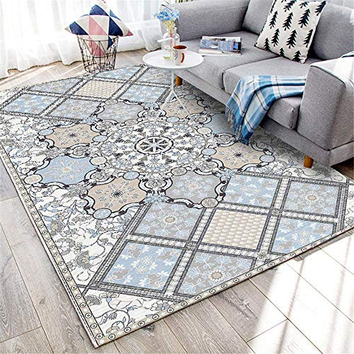 Xiaosua wohnzimmertisch rund Grau Salon Teppich grau floral geometrische Design langlebige Teppich flickenteppich waschbar 200X300CM Teppich Pastell 6ft 6.7''X9ft 10.1''