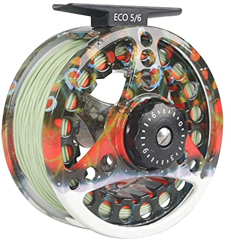 M MAXIMUMCATCH Maxcatch ECO Large Arbor Fly Fishing Reel (3/4wt 5/6wt 7/8wt) and Pre-Loaded Fly Reel with Line Combo (Brook Trout Fly Reel Loaded Moss Green Line, 3/4 Weight)